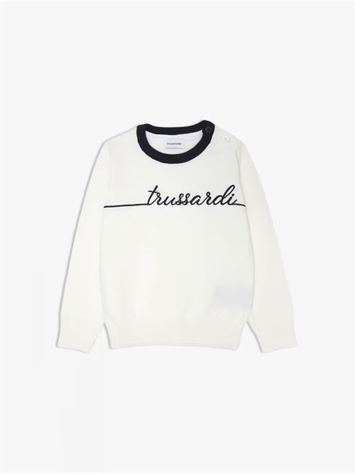 Maglione logo ricamato TRUSSARDI JEANS | TIP25050MA/MNRWHITE/B.N.